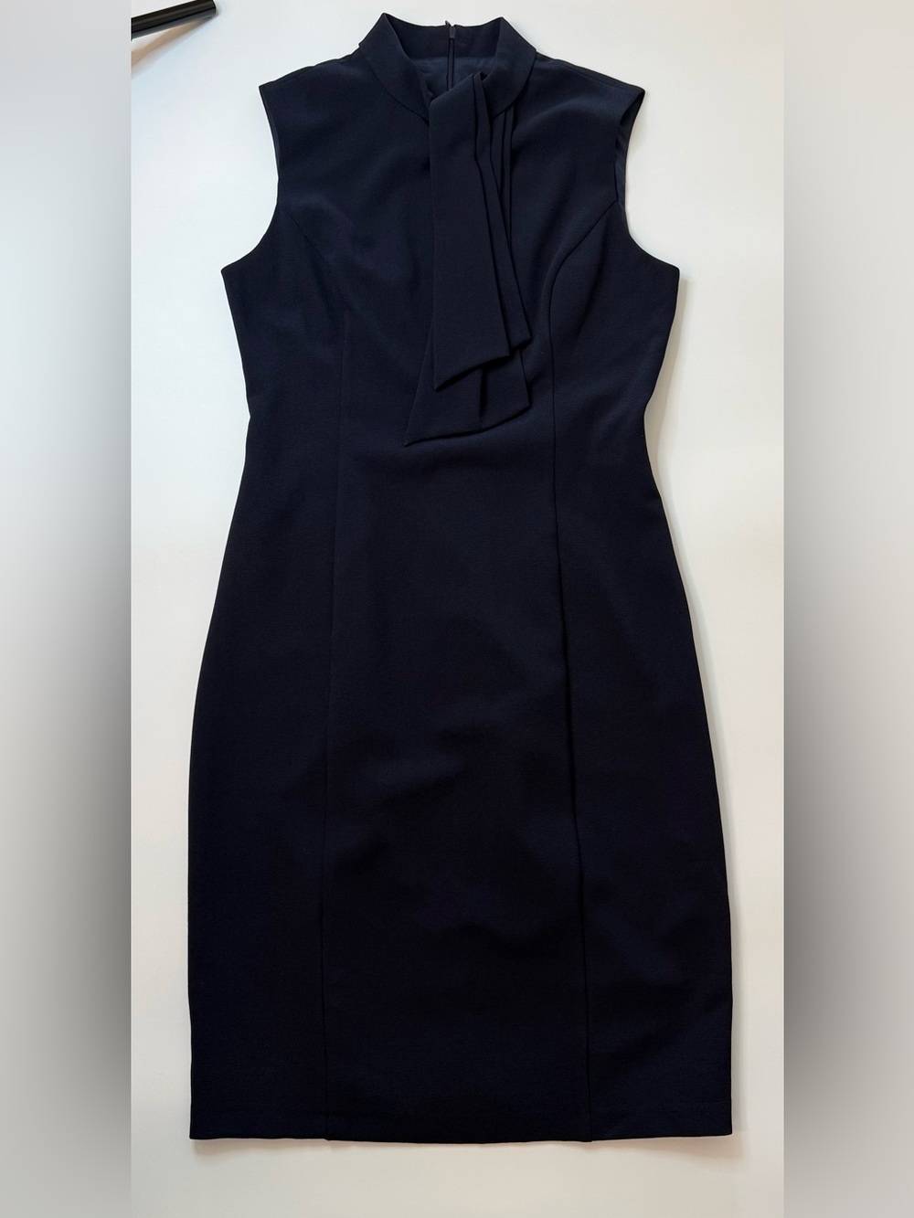 Eliza J Navy Sheath Dress with Neck Tie